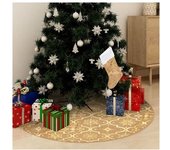 vidaXL Falda Del árbol De Navidad Lujosa Y Calcetín Tela Amarillo 90cm