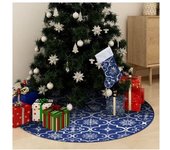 vidaXL Falda Del árbol De Navidad De Lujo Con Calcetín Tela Azul 122cm