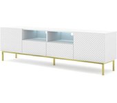 AKL FURNITURE Mueble para TV efecto madera Blanco y Crema