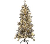 Beliani Árbol de navidad led efecto nieve 180 cm