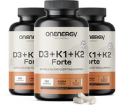 OnEnergy 3x Vitamina D3 + K1 + K2 FORTE, en total 540 cápsulas