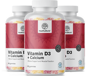 HealthyWorld® 3x Vitamina D3 + Calcio, en total 180 gominolas
