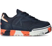 Kelme - Zapatilla de fútbol sala Trueno Lace Niño, Unisex, Marino-Naranja, 34