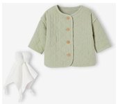 VERTBAUDET Conjunto de bebé con chaqueta acolchada y peluche doudou  verde sauce