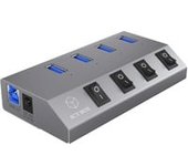 IB-HUB1405 USB 3.2 Gen 1 (3.1 Gen 1) Type-B 5000 Mbit/s Antracita, Hub USB
